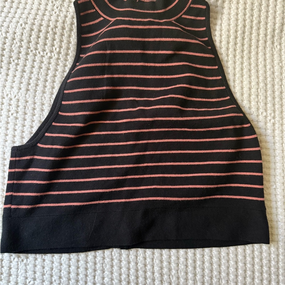 Victoria Secretly Striped Sleeveless Top - Black and Pink
